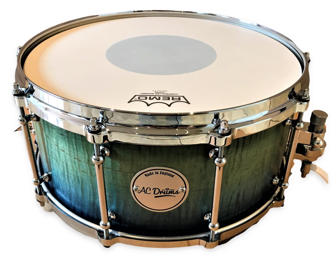 AC Drums Curly Maple Snare Drum with Die Cast Hoops